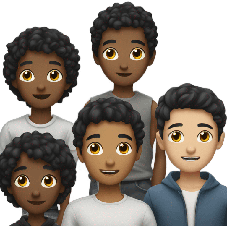 group of boys with black hair emoji