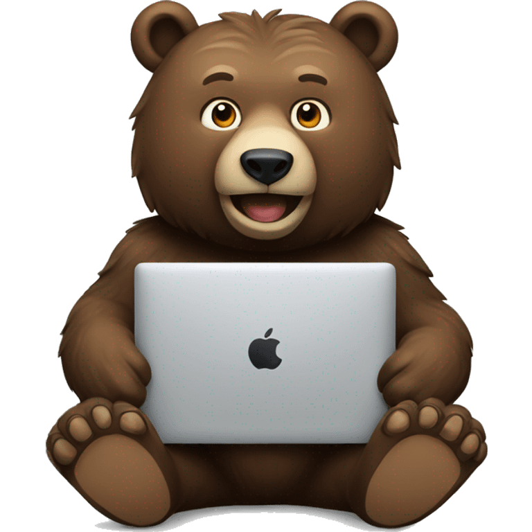 strong brown bear with macbook emoji