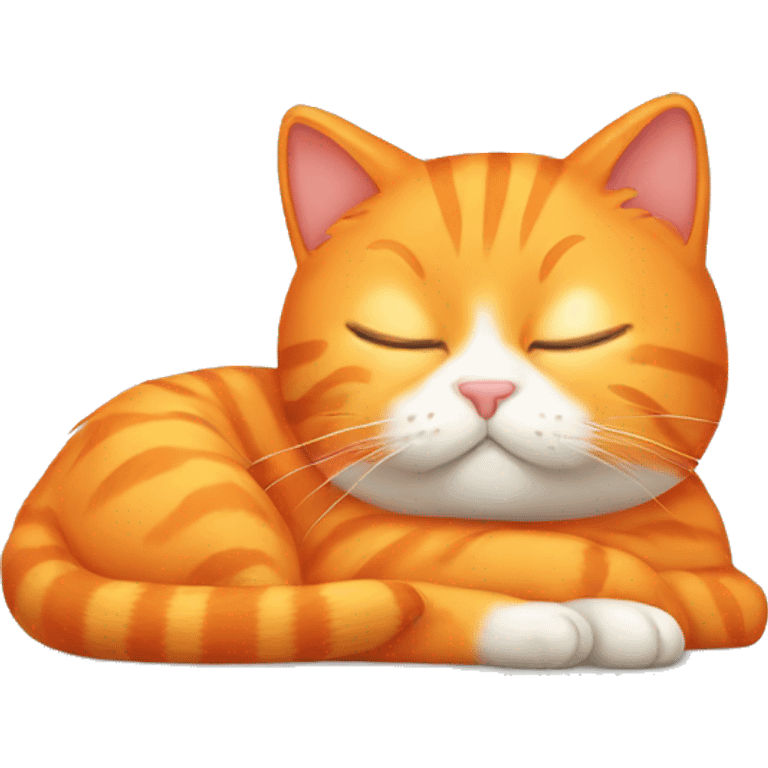 Orange cat with an orange bow sleeping emoji