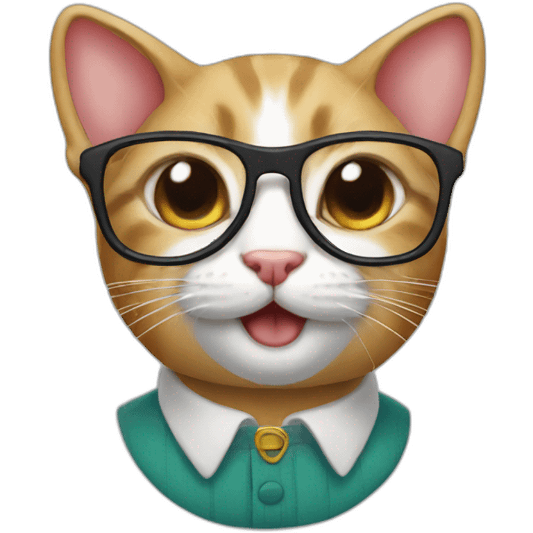 cat with rabbit teeth and glasses emoji