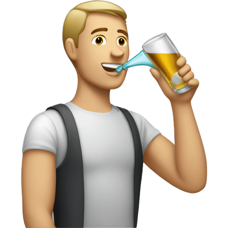 a white male drinking a glass handle bottle  emoji