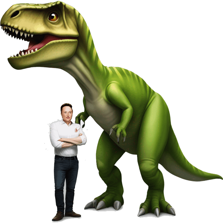 Elon musk with a T-Rex  emoji