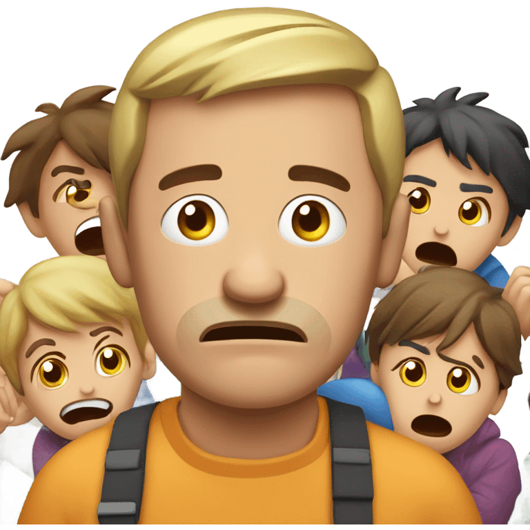 stressed out guy with kids emoji