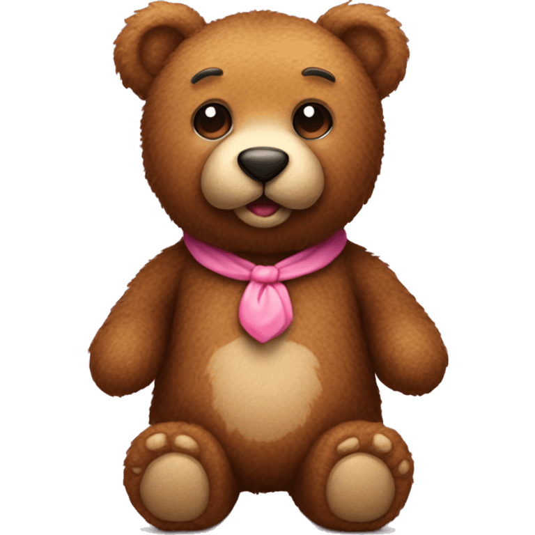 Brown fur teddy bear with a cute pink nose emoji