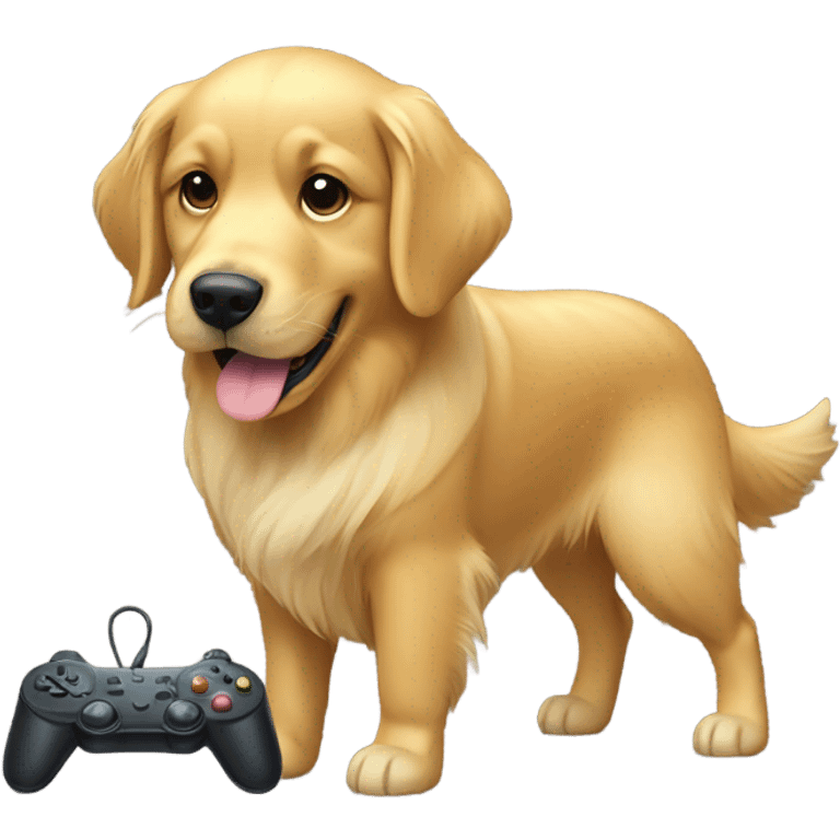 Golden retriever with a game controller  emoji