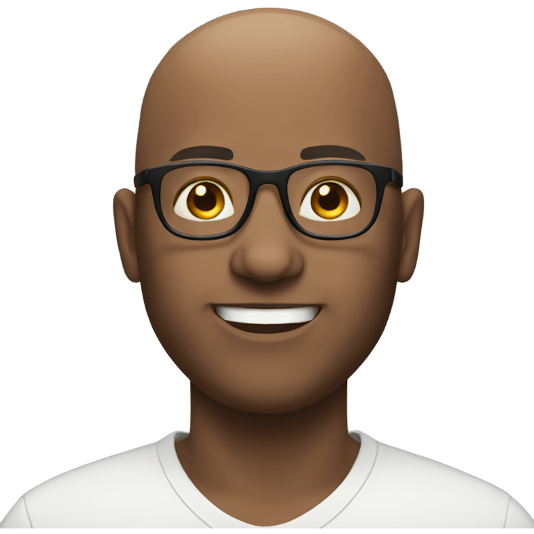 Bald White man with glasses emoji