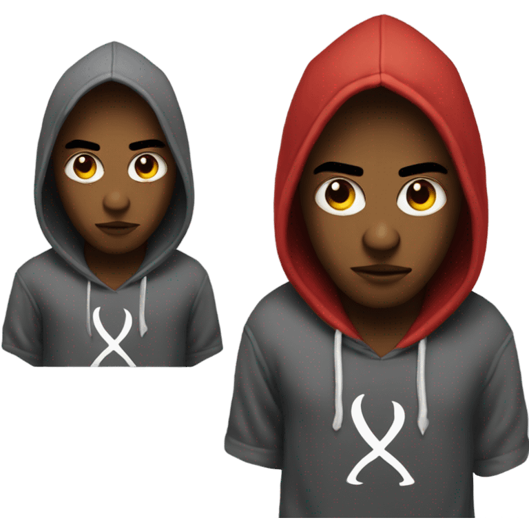 a young hustler (Devil) in hoodie with evil pound sign eyes sitting head downemoji
 emoji