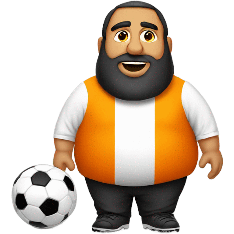 Very Fat arab man play soccer orange emoji