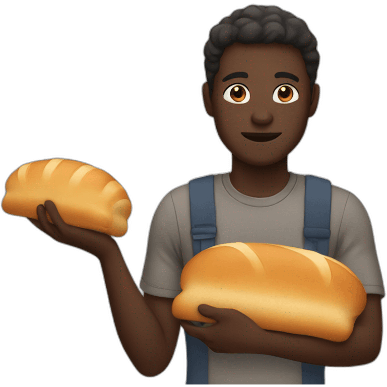 guy with dark skin with bread emoji