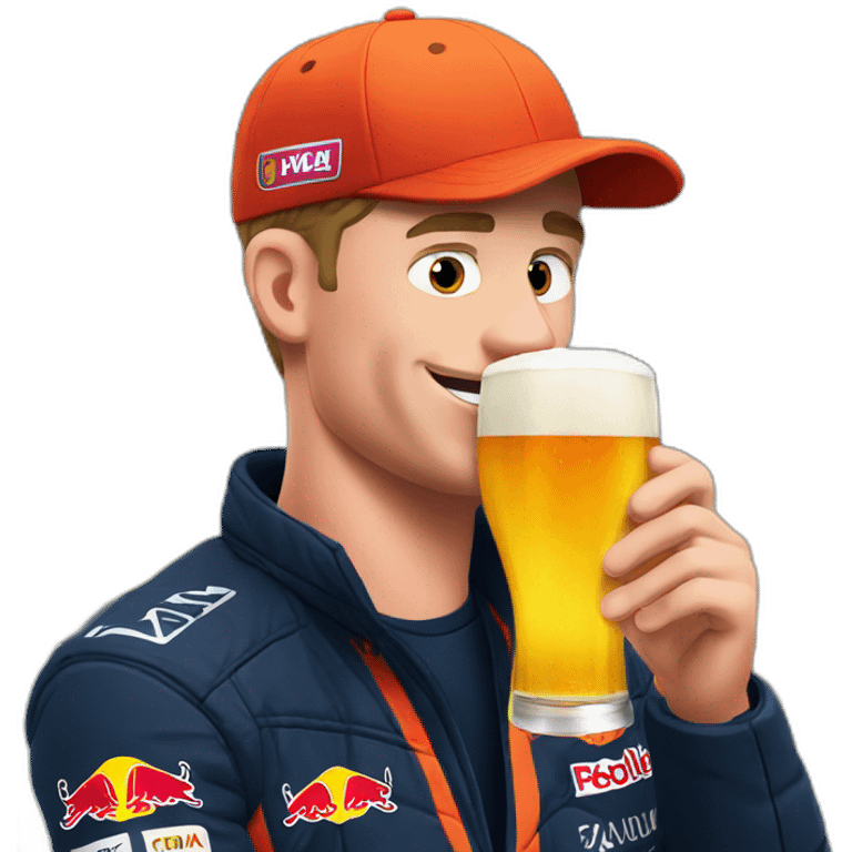 Max verstappen drinking a big beer emoji