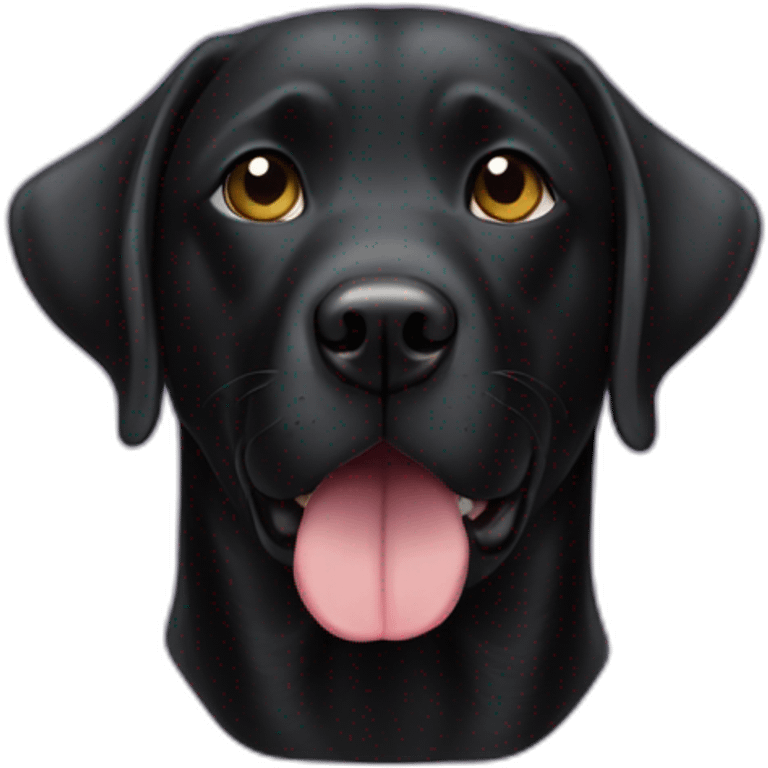 Black lab triangular face small black eyes small tongue emoji