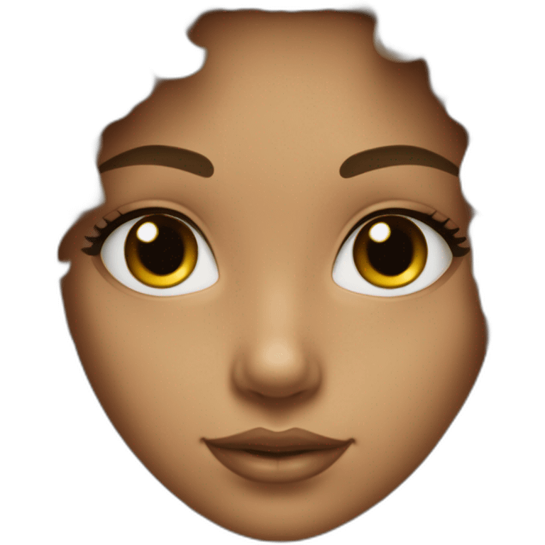 Adolescente couleur bronzée avec des cheveux noir bouclés et long et des yeux noirs emoji