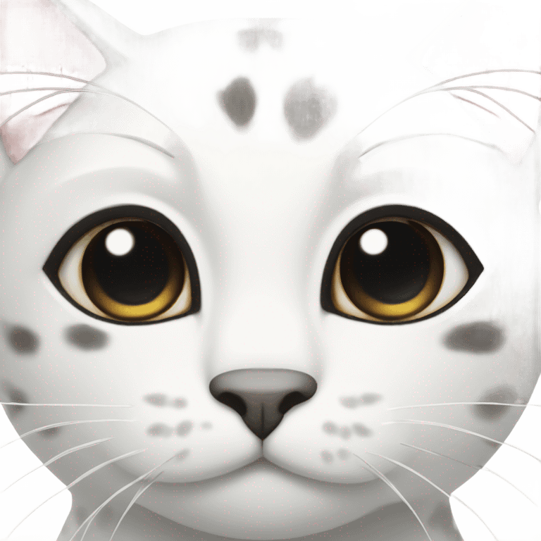 A white cat named suki with black spots emoji