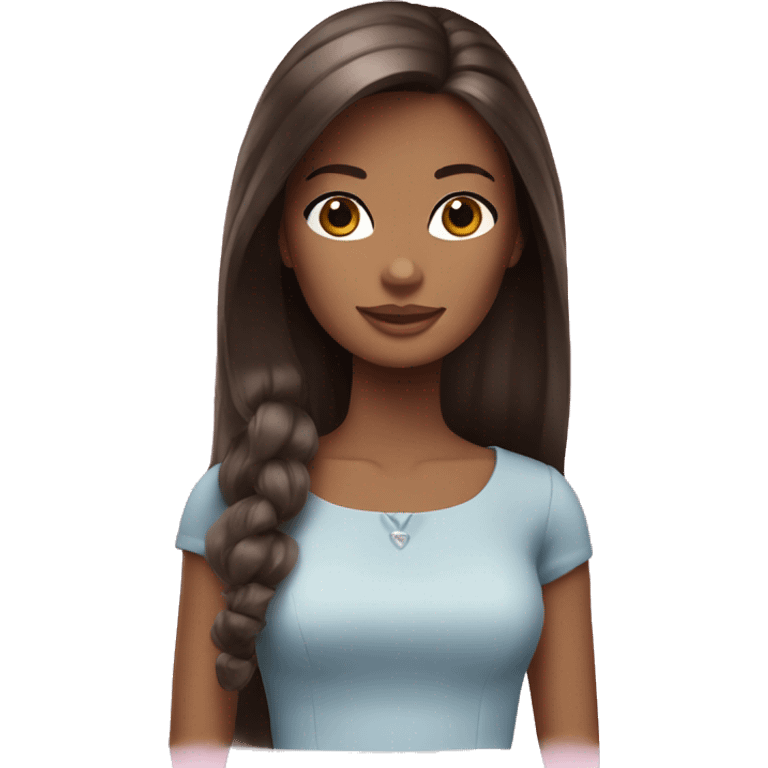 Girl like Barbie but with a dark brown hair  emoji