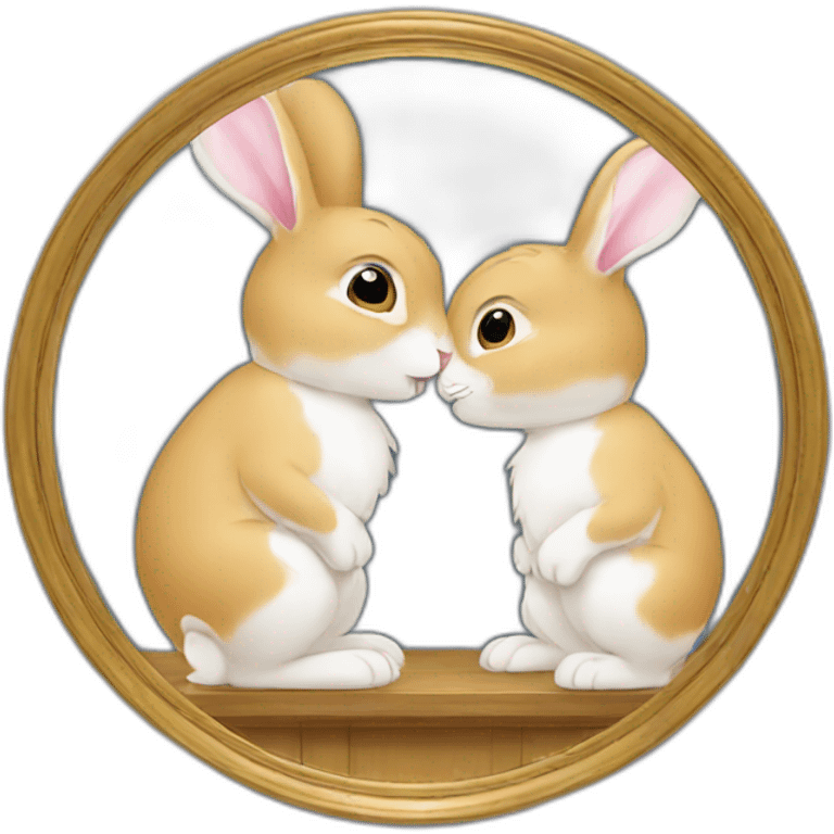 rabbit kissing a miror emoji