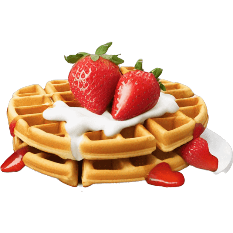 waffle with strawberry’s and whip cream emoji