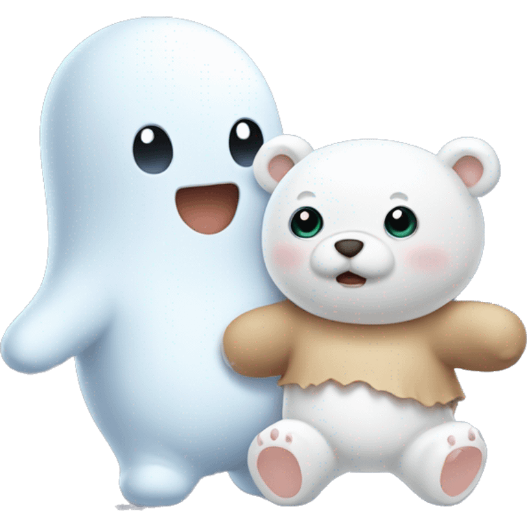 A baby , a cute ghost and a baby bear emoji