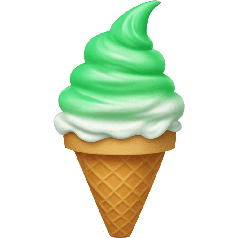 ice cream cone with a gradient green soft-serve ice cream on top emoji