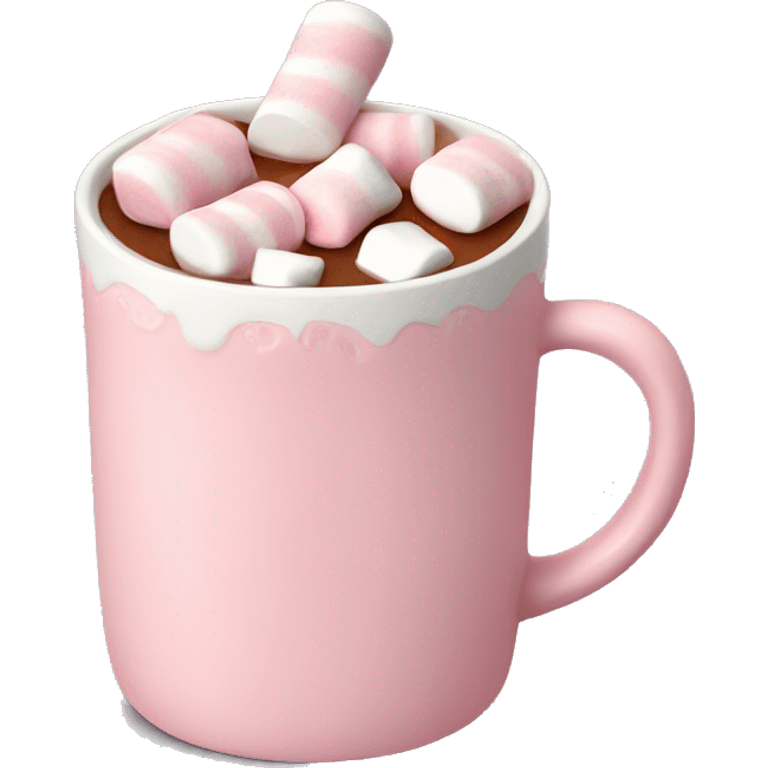 Light Pink mug of hot chocolate with marshmallows  emoji