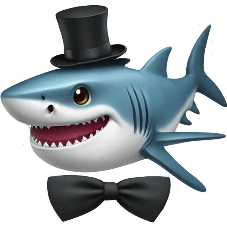 Shark with a top hat emoji