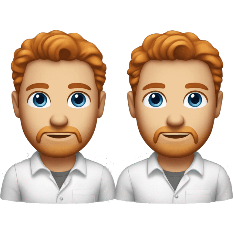 Portrait of an adult guy with red hair, serious face, light skin, brown stubble, blue eyes, wearing a white office shirt. emoji