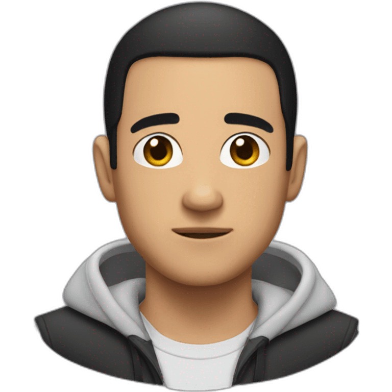 hooded mike bronteroc with black hair and buzz cut emoji