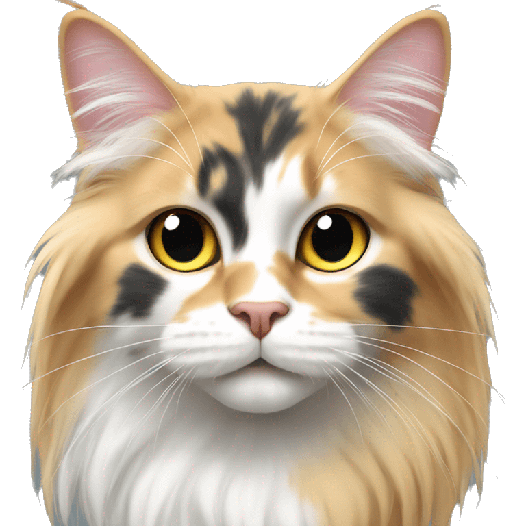 tri coloured long haired cat emoji