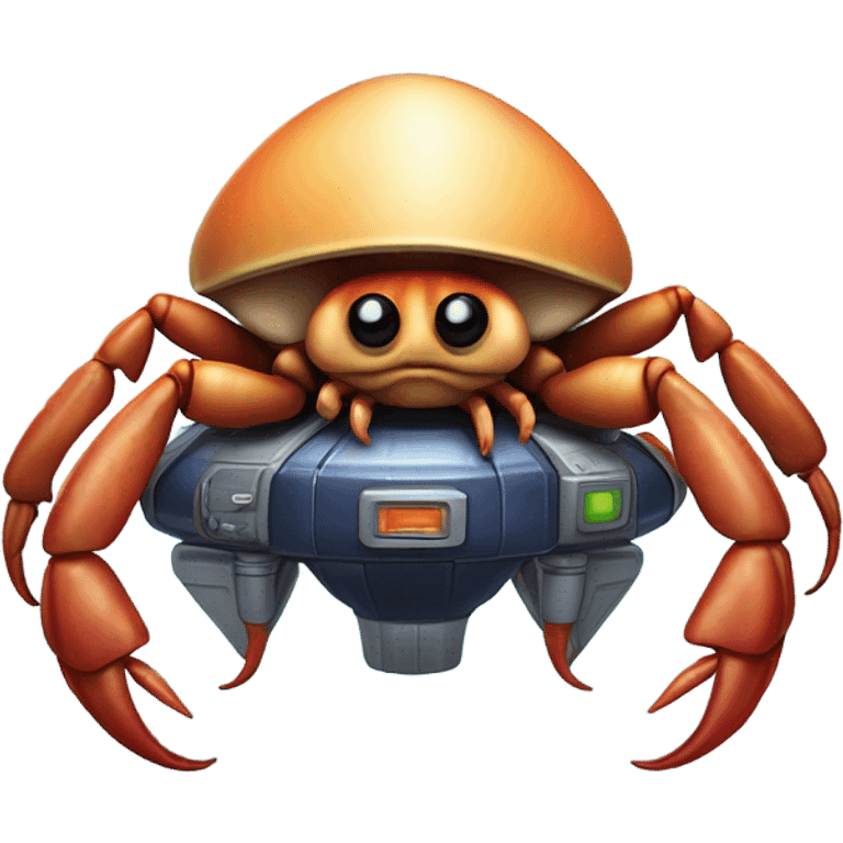 Hermit crab flying a spaceship  emoji