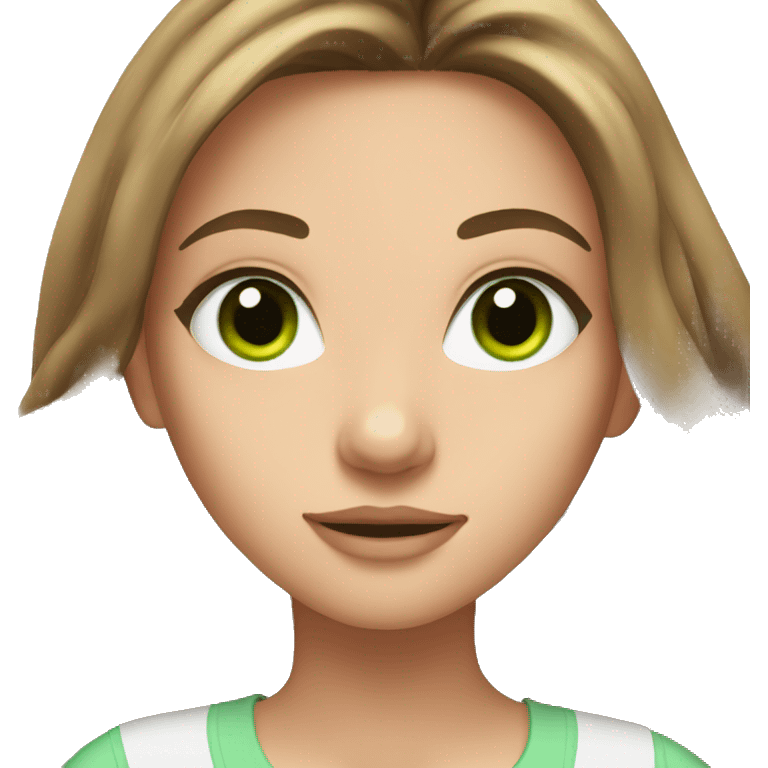 Girl with long brown hair and green eyes and long lashes emoji