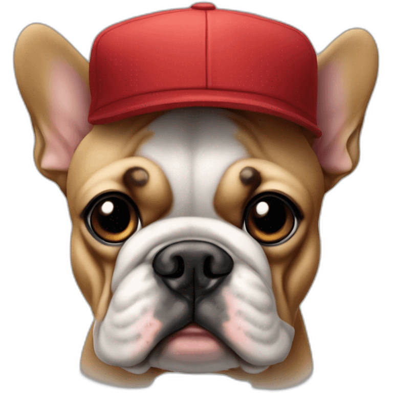 Bouledogue français avec une casquette emoji