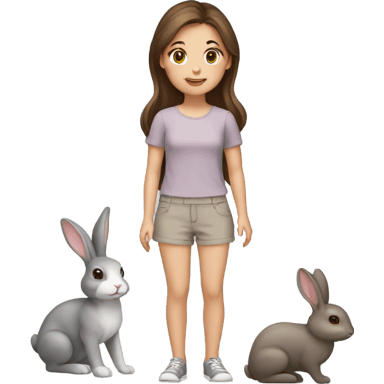 Girl with brown hair and gray bunny emoji