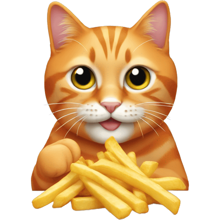 orange cat eating fries  emoji