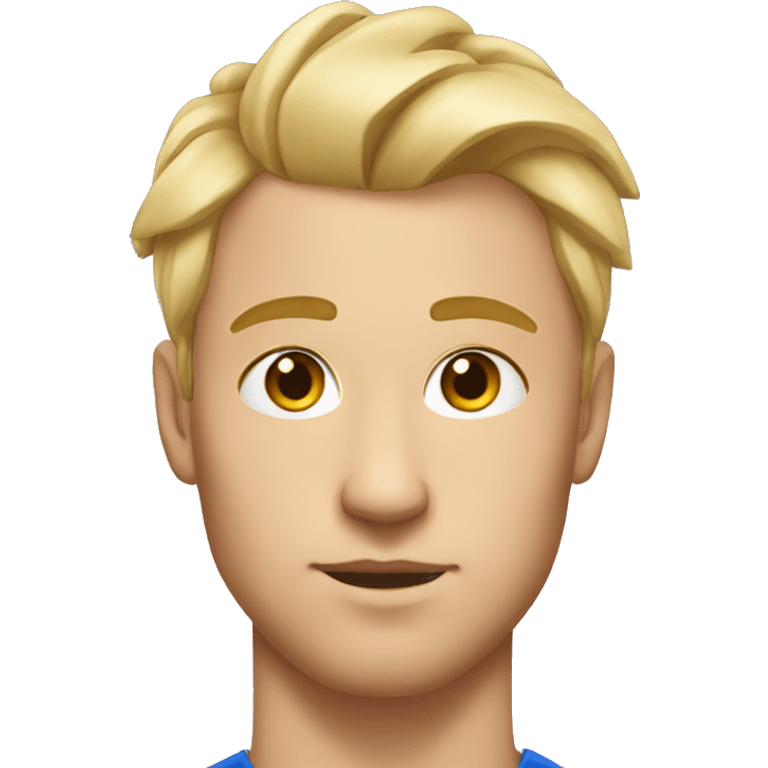 Blonde athletic man with a bun looking serious with blushed lipps emoji