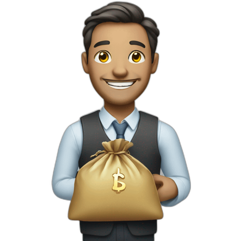 rich man with bag of money smiling emoji