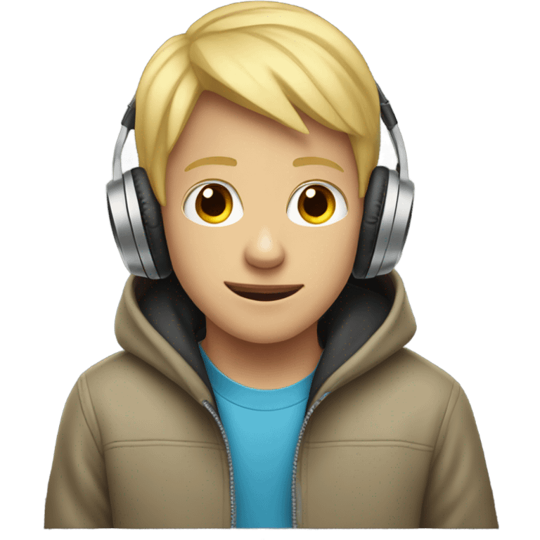 Blond Boy with hoody and Beats emoji