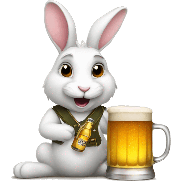 rabbit with beer emoji