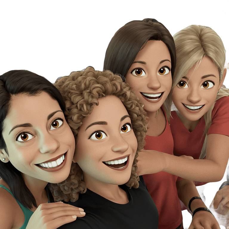 group of smiling friends emoji