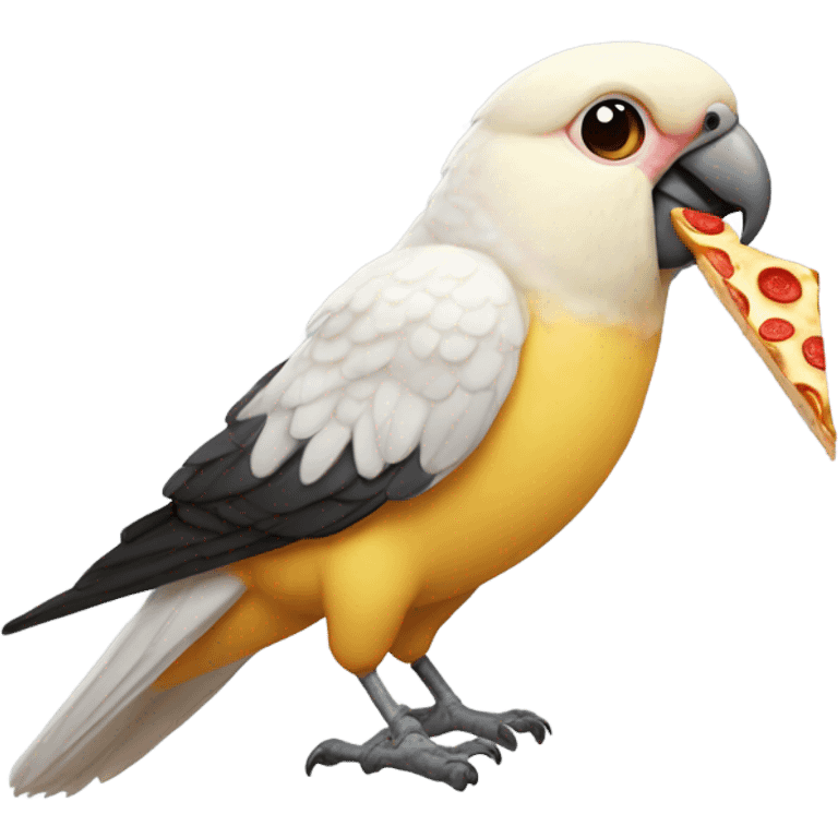 cockatiel holding pizza slice emoji