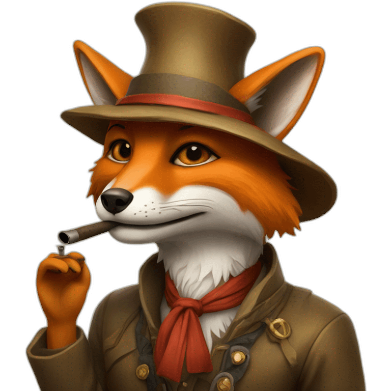 Kettari fox chiffa with hat smoking pipe emoji