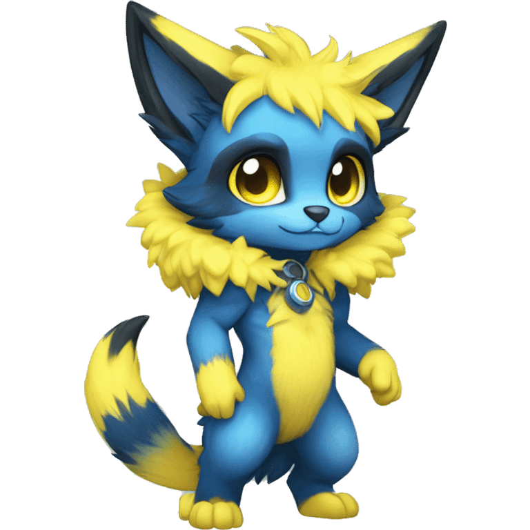 Anthro-Edgy-Cool-Blue-Yellow-Contrast-Colors-Fantasy-Fur-Sona-Chibi-Shiny-Fakémon-Hybrid full body emoji