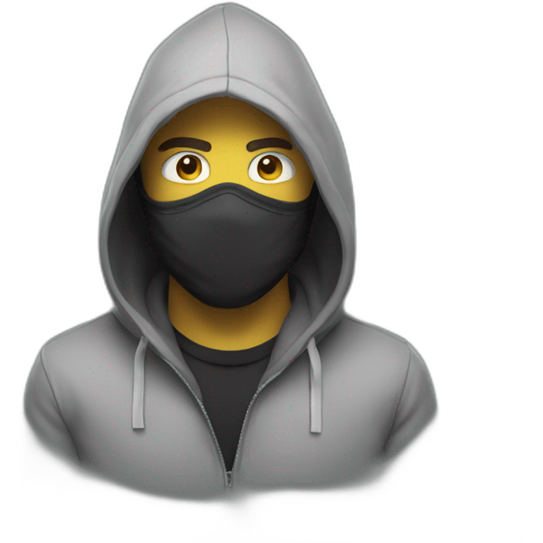 man with hoodie and gaz mask emoji