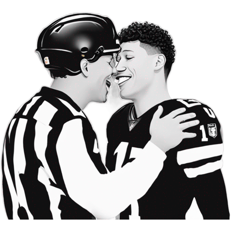 Patrick Mahomes kissing a referee emoji