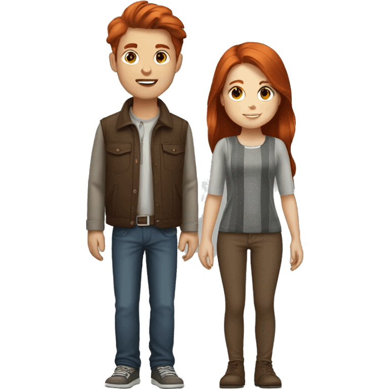 Redhead girl and tall brown haired boy  emoji