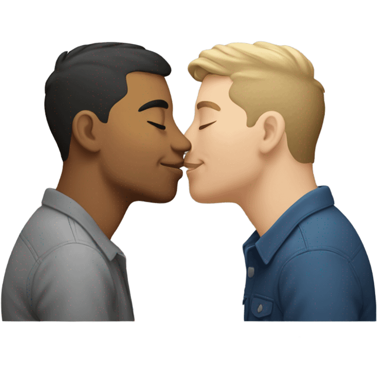 gay hispanic guy with gay white guy kissing emoji