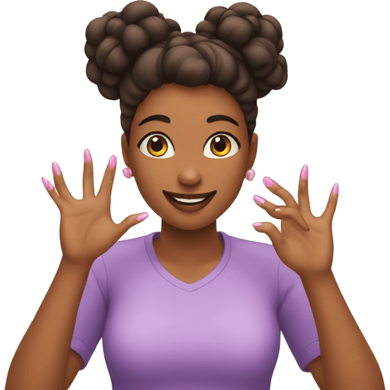 A girl showing her nails happily  emoji