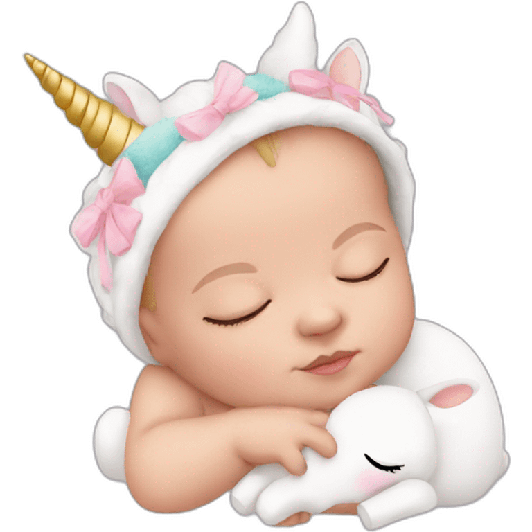 Sleeping white Newborn with unicorn headband emoji