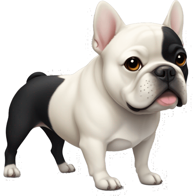 Black French bulldog with white chest standing nearby dog shiba inu  emoji