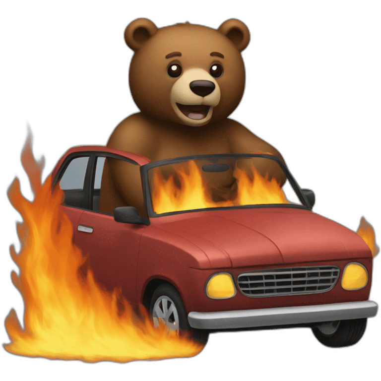 BEAR IN BURNING CAR emoji