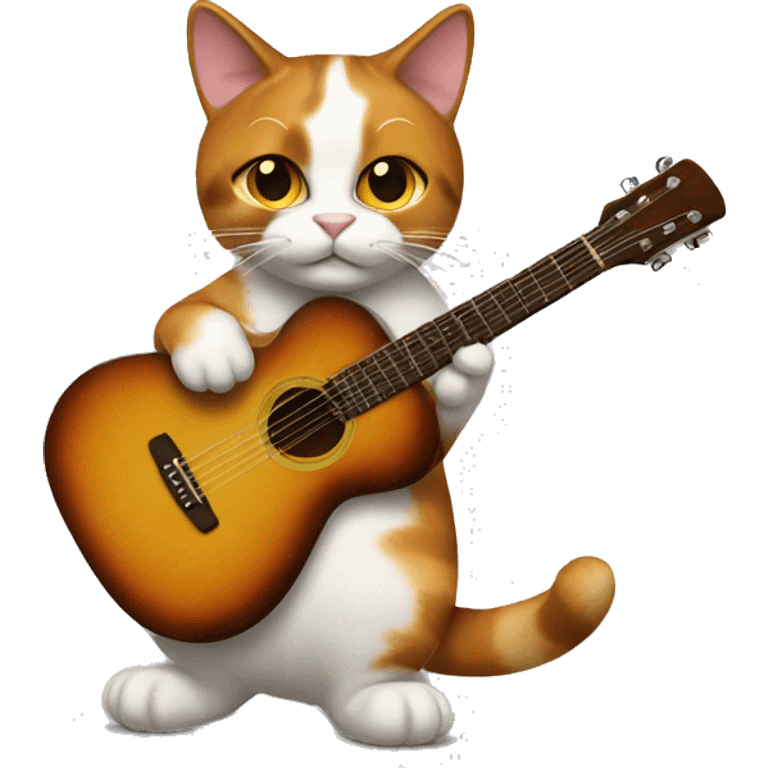 calico cat playing guitar emoji