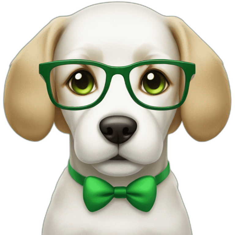 medium-bege-and-white-dog-with-green-eyes-and-glasses-and-green-bow emoji